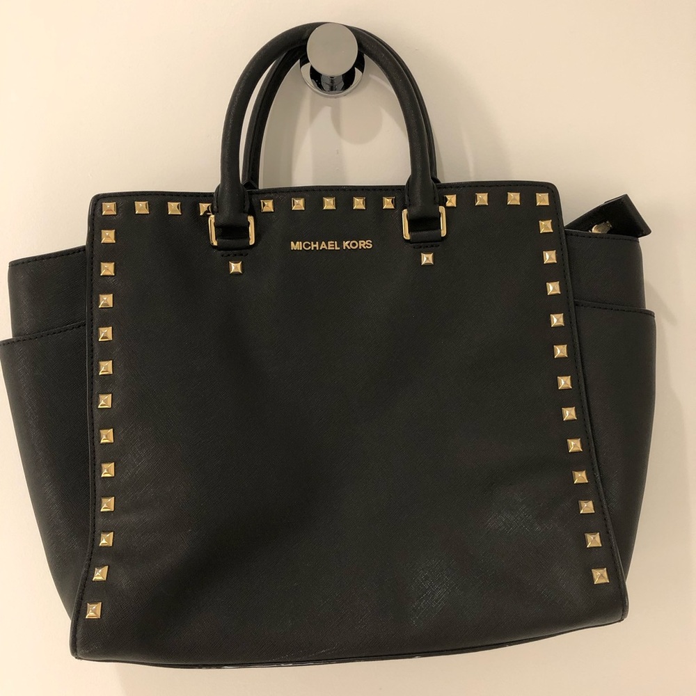 Michael Kors satchel with gold studs